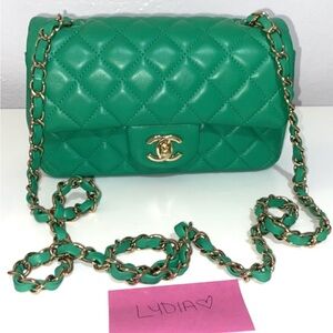 ❌SOLD❌ CHANEL lambskin green rectangular mini